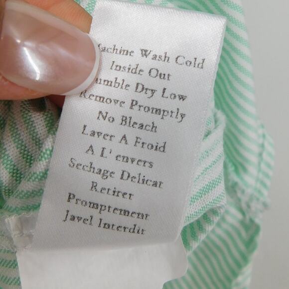 Frank & Eileen Women's Shirely Button Down Shirt In Green Stripe Size XXS Preppy - Picture 8 of 8